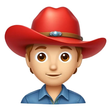 an apple with a cowboy hat sticker