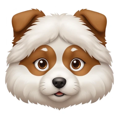 cute brown and white dog with a thinking face sticker