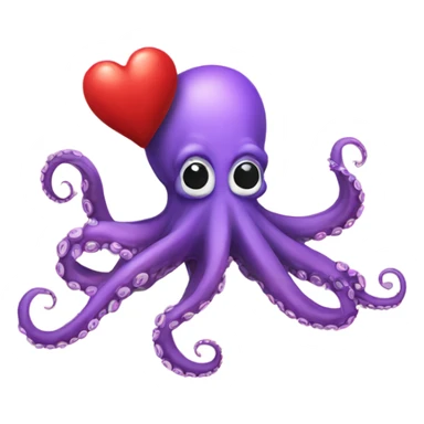Octopus eating a heart sticker