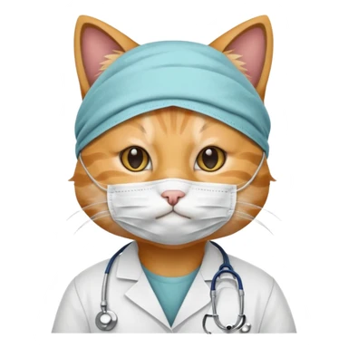 doctor cat, surgical mask sticker