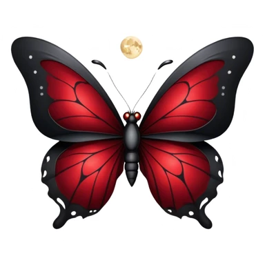 Gothic-style butterfly with dark red silk wings, and a black black moon in the background sticker