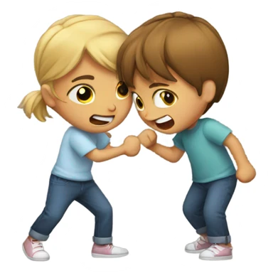 Two children having a fight  sticker