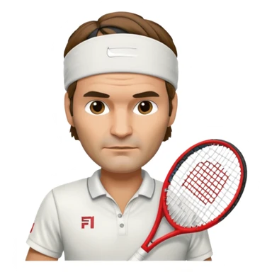 roger federer with head band and tennis racket sticker