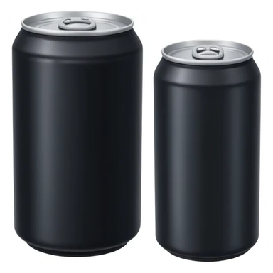 Black drink cans without lips one sticker