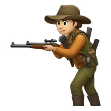 Hunter with a gun during a hunt sticker