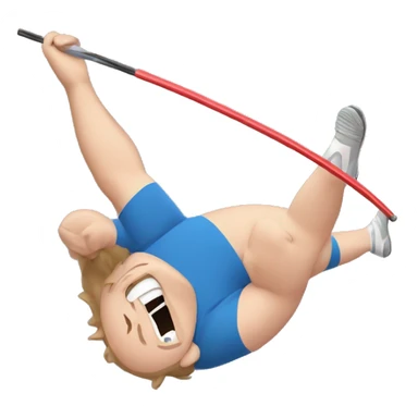 fat white guy pole vaulting sticker