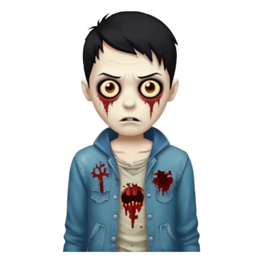 zoombie boy black hair sticker