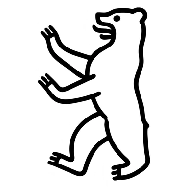 Icon of Berlin Bear for a mobile app, minimalistic style with bold outline, no text, transparent background. sticker
