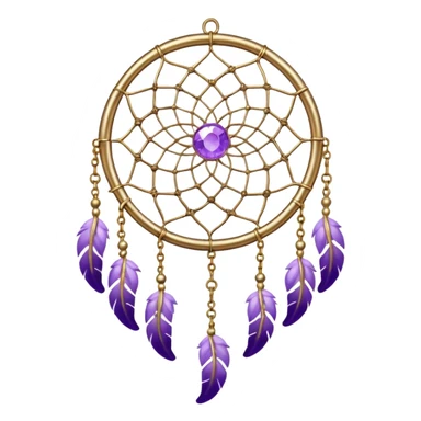 Aesthetic shiny sparkly violet crescent hanging from gold chain dreamcatcher-suncatcher hanging lilac crystals decoration  sticker