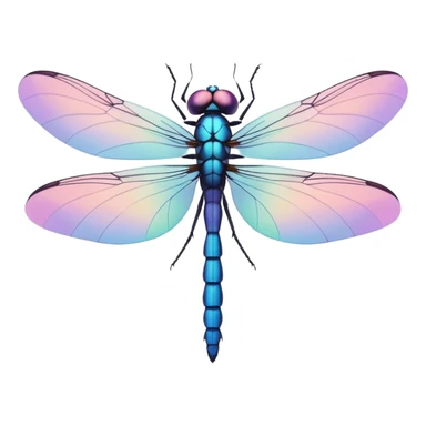 simple dragonfly emoji, minimal flat style, pastel color, no character features sticker