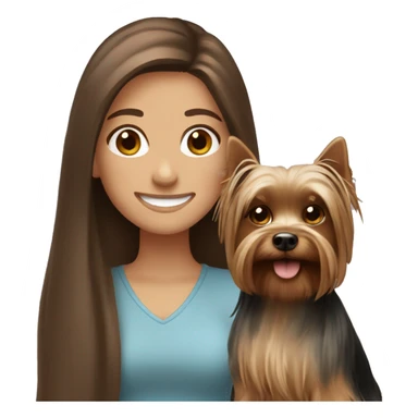Long brown hair girl smiling with  Yorkshire Terrier sticker