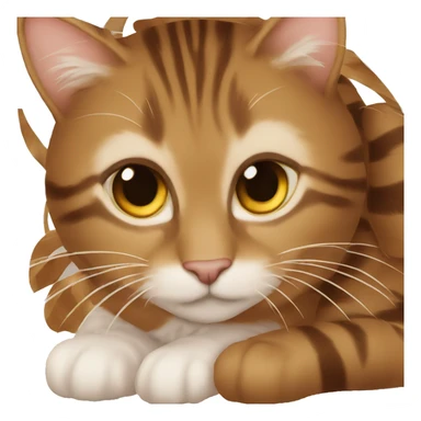 An adult and entiere brown striped cat with angel’s wings sticker