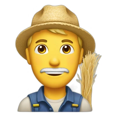 blonde male farmer with straw in mouth sticker