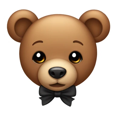 Cute brown teddy bear with black bow sticker