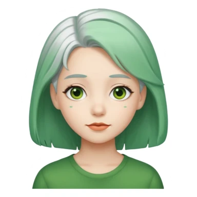 girl with white hair and green hair clip sticker