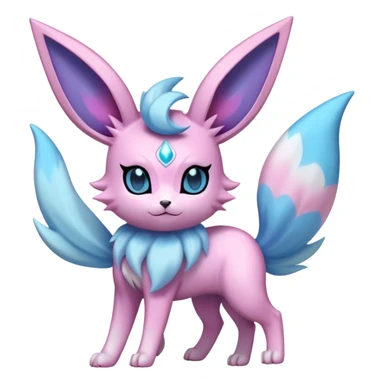 Futuristic Fluffy Celestial Glaceon-Espeon-Sylveon-Umbreon-hybrid, full bod sticker
