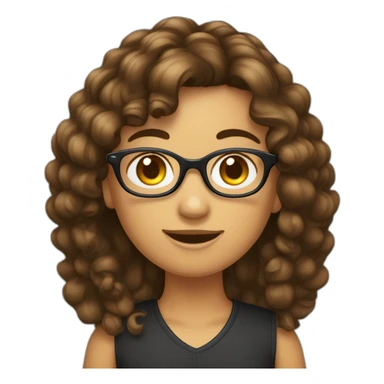 Fille cheveux bruns bouclés mis longs avec lunettes sticker