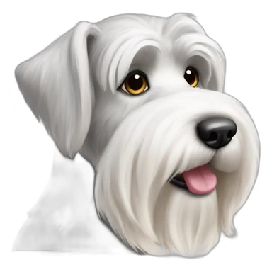 A white long haired schnauzer dog with floppy ears sticker