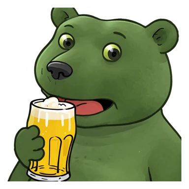 Bear drinking beer sticker