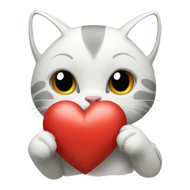 cat holding a heart sticker