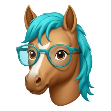 horse head with turquoise hair and glasses sticker