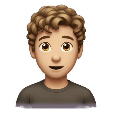 a boy with pronounced skin and short, wavy, brown hair with eyes like money and his hands on his ears, showing surprise sticker