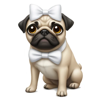 A pug with a white bow on its head  sticker