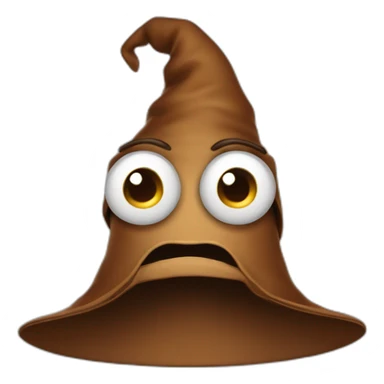 Brown wizard hat with mouth and eyes sticker