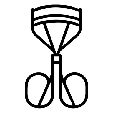 silver eyelash curler, minimal style, clean lines, white background sticker