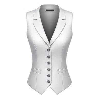 women's white formal vest with exactly 3 buttons, female tailored design sticker