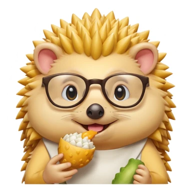 yellow hedgehog with glasses eating  sticker