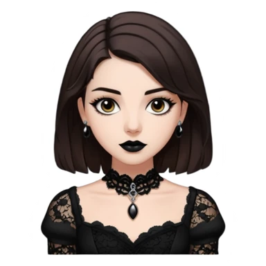 Adelaide Victoria Kane with brown hair in black goth dress sticker