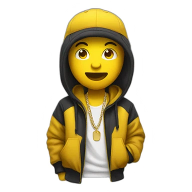 A yellow default emoji but as a rapper sticker