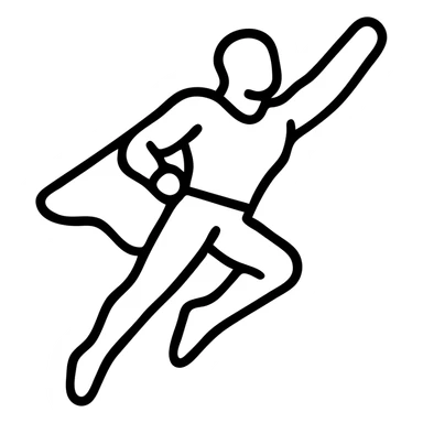 Superhuman hero figure with muscular build in flight pose sticker