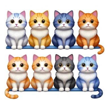 cats sitting in a row looking curious sticker