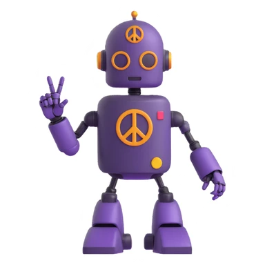 hippie robot with peace sign sticker