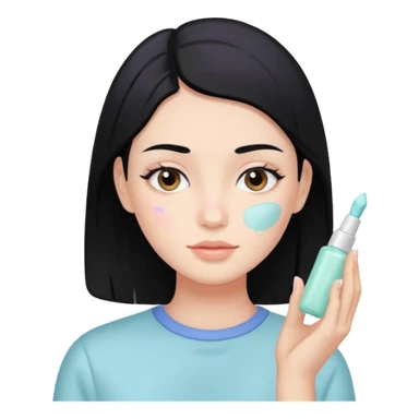 cute black hair pastel colors skin care sticker