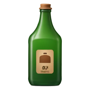 green square bottle with crok and brown label sticker