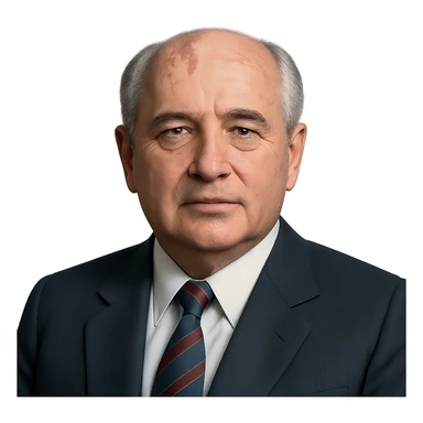 realistic icon of Mikhail Gorbachev, clean and focused, no background sticker