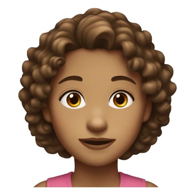 a girl with brown and slightly curly hair, fair skin, brown eyes, a neat nose and full lips. sticker