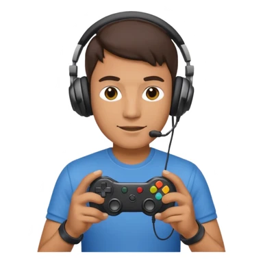man with headphones holding game controller sticker