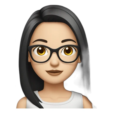 Cute white girl glasses black straight hair sticker