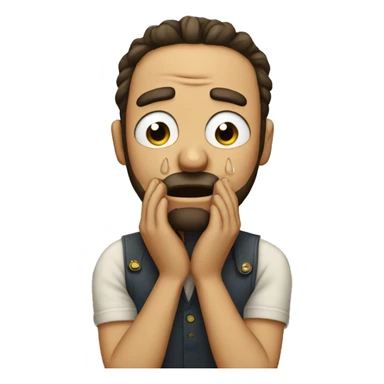 crying with hands holding tears with beard sticker
