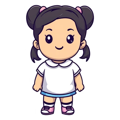 Cute little girl with pigtails sticker