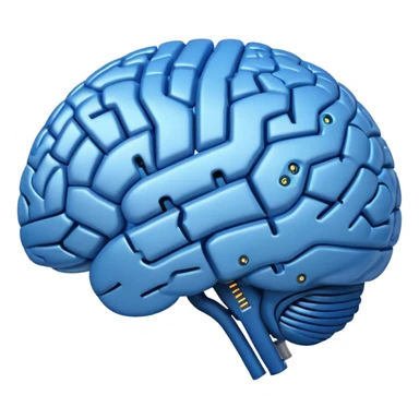 brain with digital circuits, AI development sticker