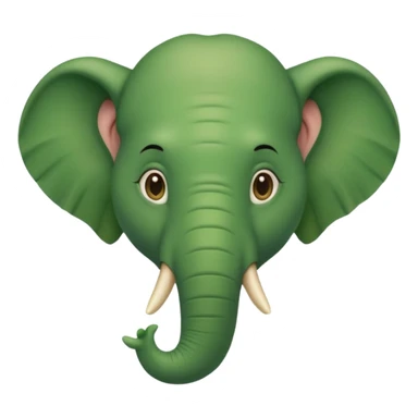 A green head with a green elephant trunk sticker