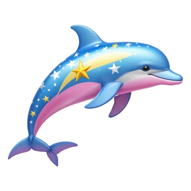 Blue, Yellow and pink streaked Dolphin with silver stars sticker