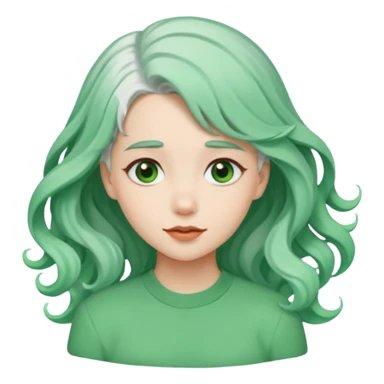 girl with white  green hair clip sticker