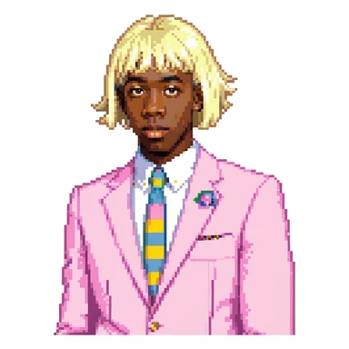 Tyler the Creator in pink IGOR suit with blonde wig sticker