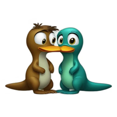 platypus perry and doctor doofenshmirtz kissing sticker